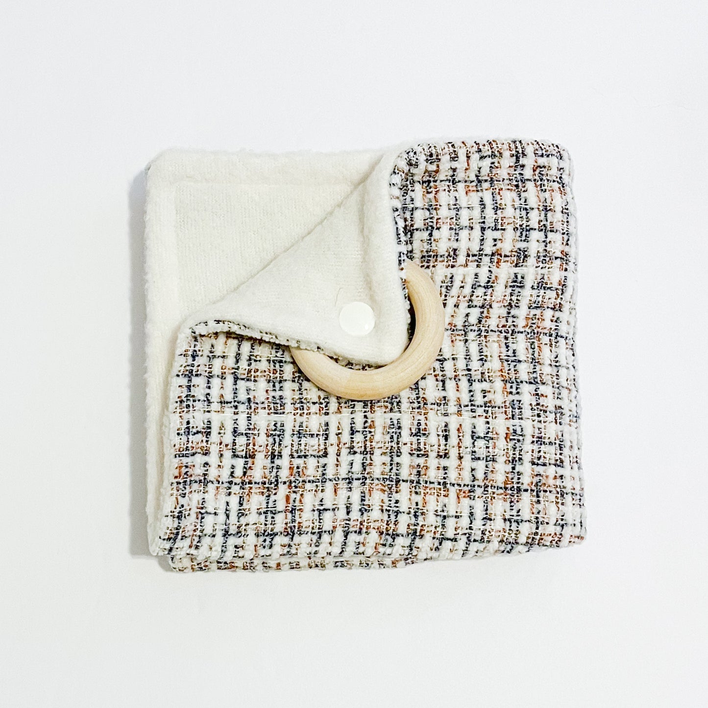 Navy, Brown, and White Plaid Lovey Blanket