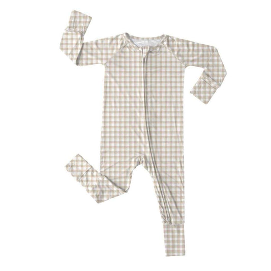 Beige Gingham Bamboo Zippy Pajamas