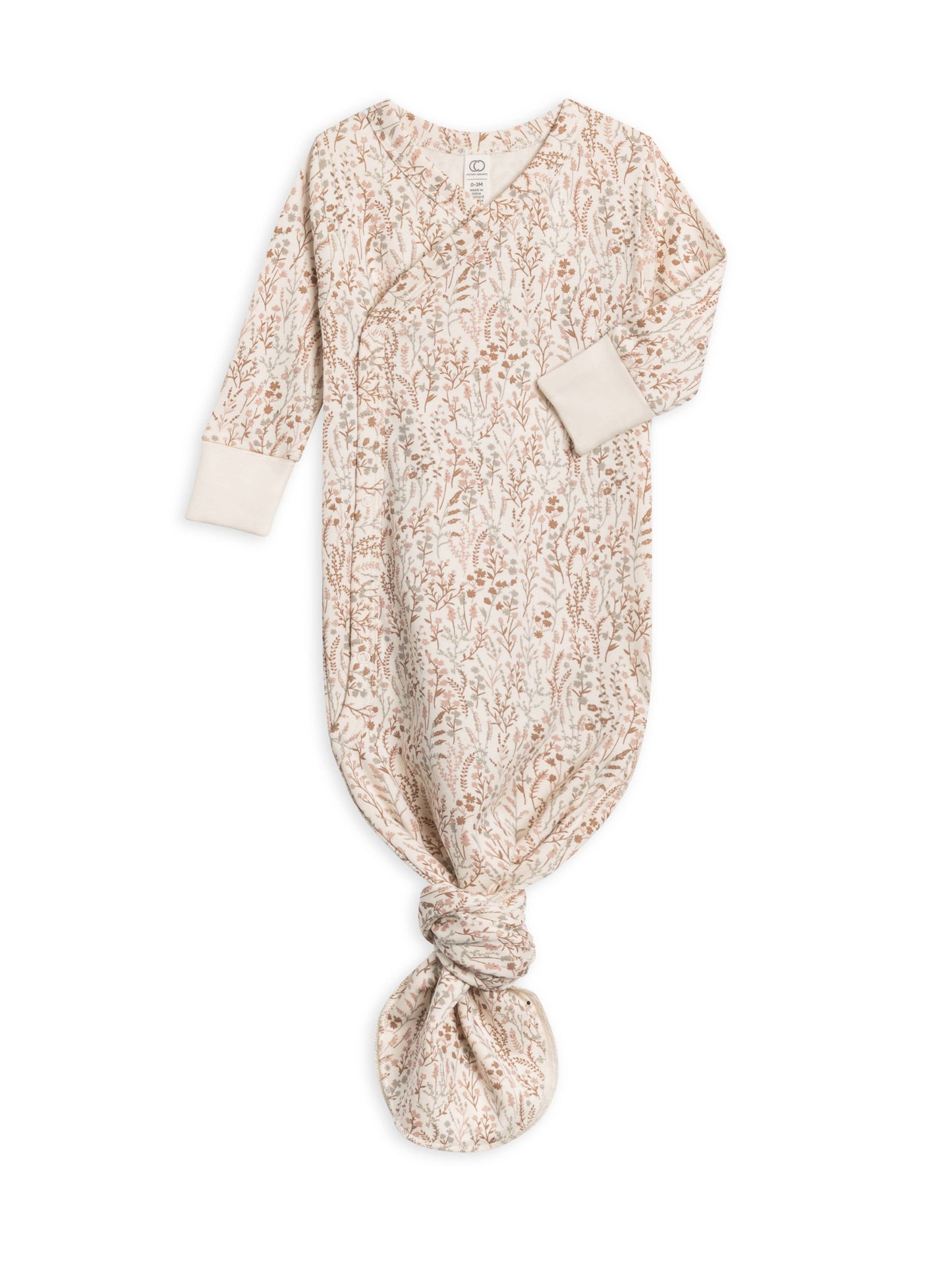 Organic Newborn Indy Kimono Gown - Marine Floral/Dusty Mauve