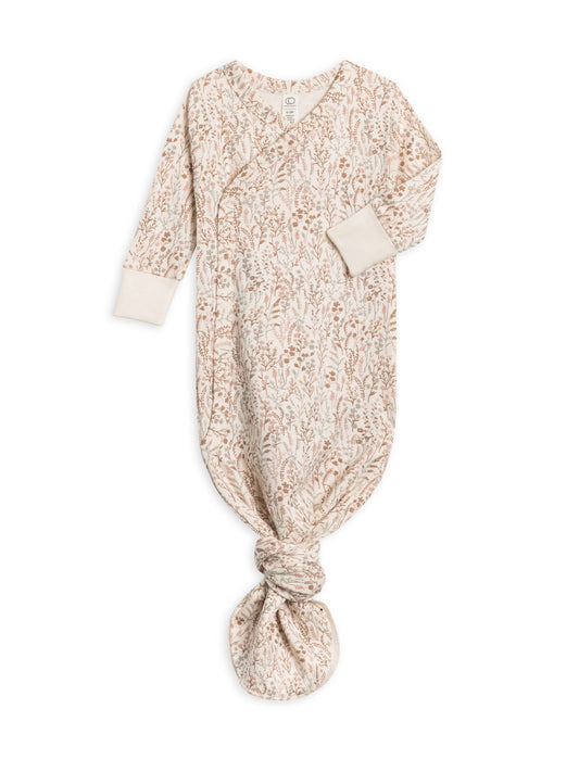 Organic Newborn Indy Kimono Gown - Marine Floral/Dusty Mauve