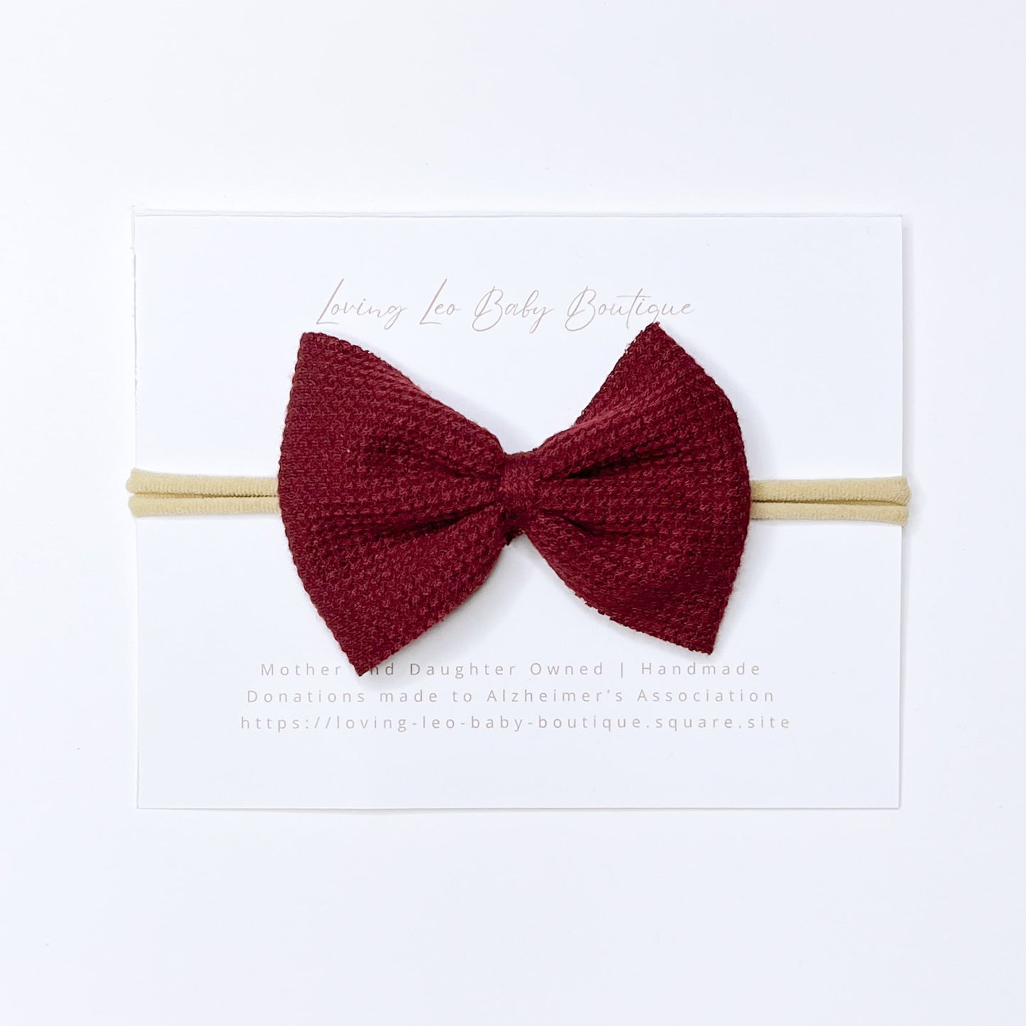 Mini Burgundy Waffle Knit Bow