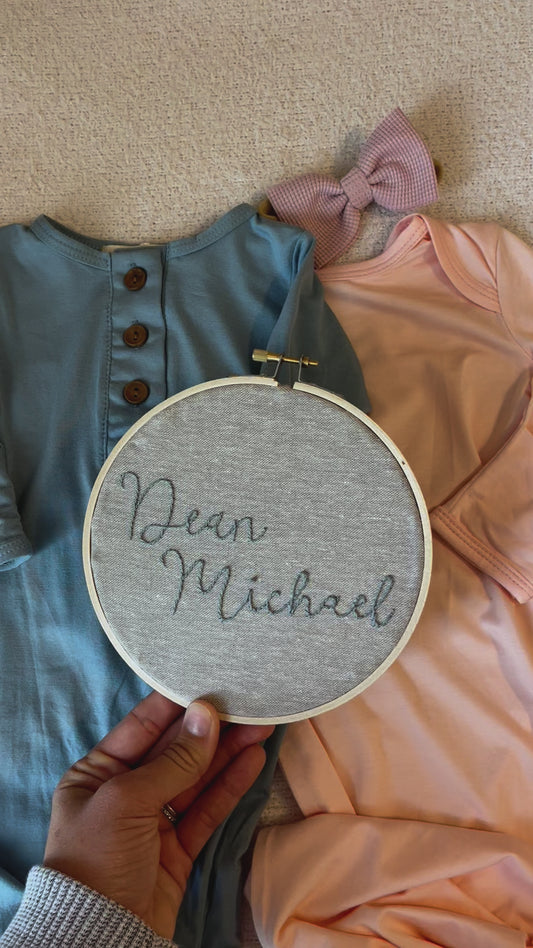 *2 Names* Custom Name Double Sided Embroidery Hoop: Boy/Girl | Gender Reveal | Baby Name Sign | Baby Announcement